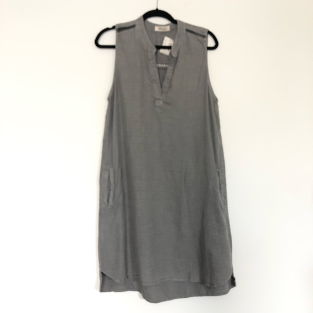 NWT Bella Dahl Light Gray Linen Blend Sleeveless Dress